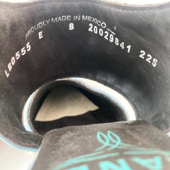 Lane Robin Mule Cowboy Boots Womens 8 Cowgirl Western Blue Ostrich Short Ankle - Picture 8 of 9